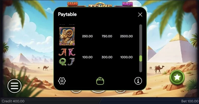 Temple of Treasures - прозорец Buy Feature за купување бонус